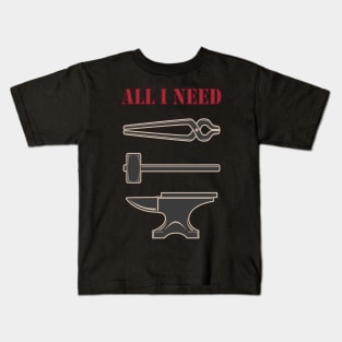 Retro Blacksmithing Metalworks Tools Gift Shirt Kids T-Shirt